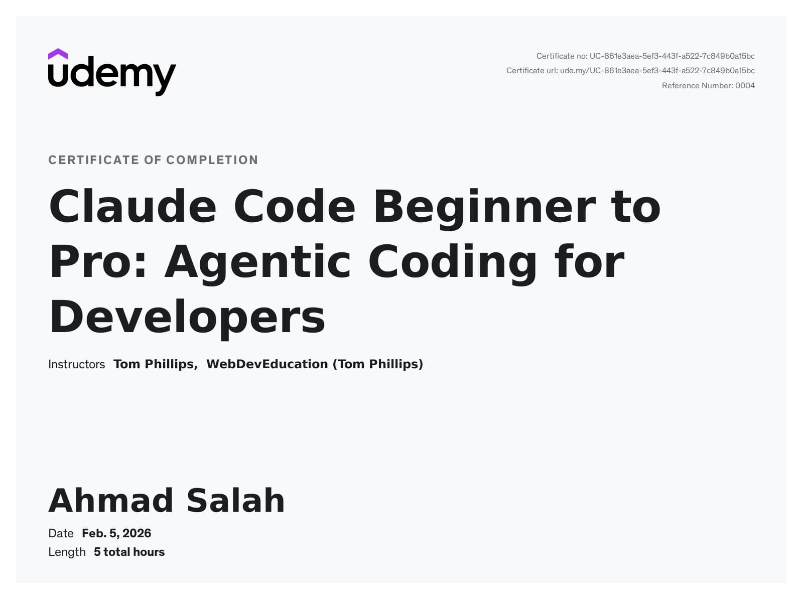 Claude Code Beginner to Pro: Agentic Coding for Developers (Udemy)