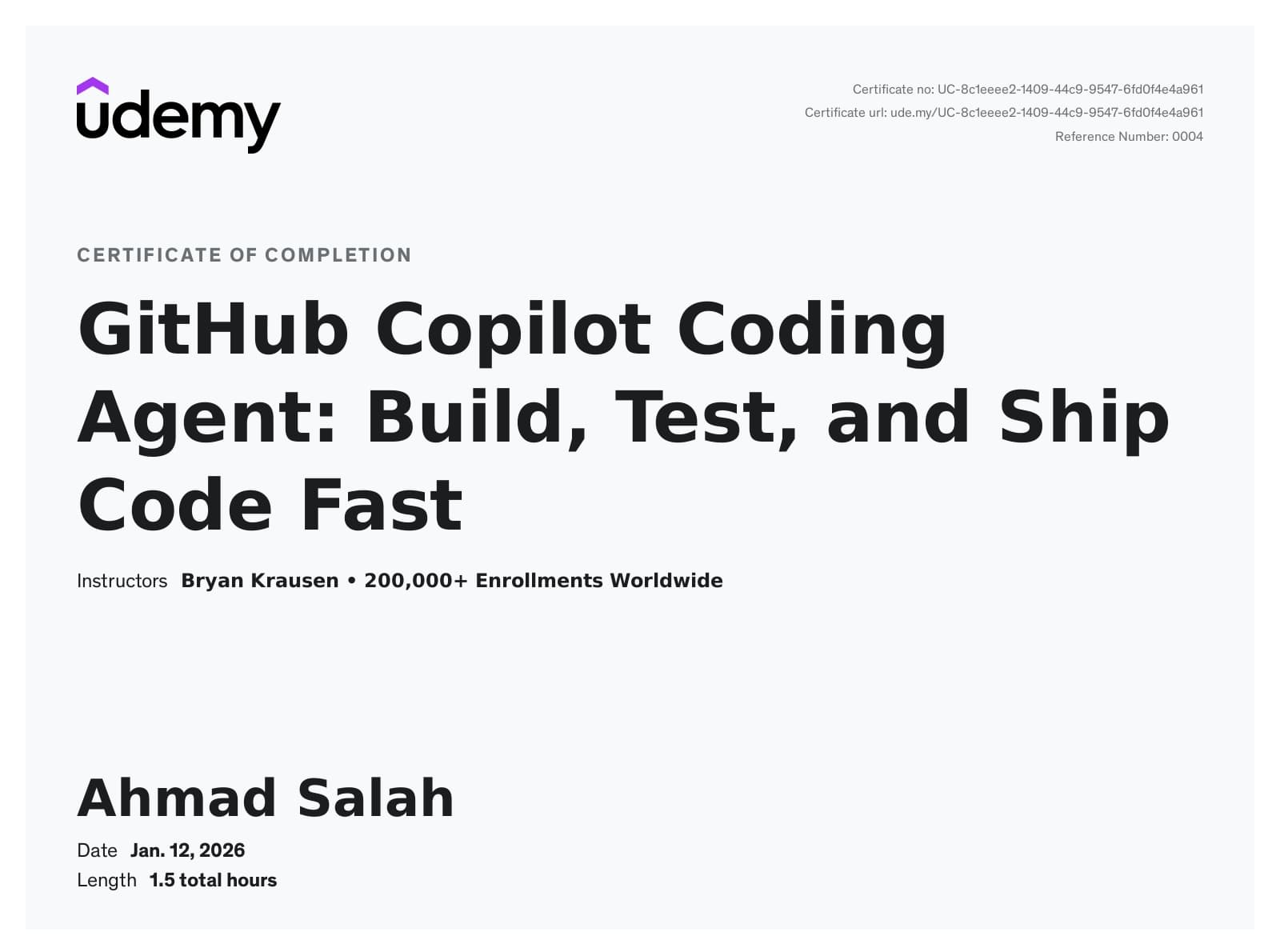 GitHub Copilot Coding Agent: Build, Test, and Ship Code Fast (Udemy)