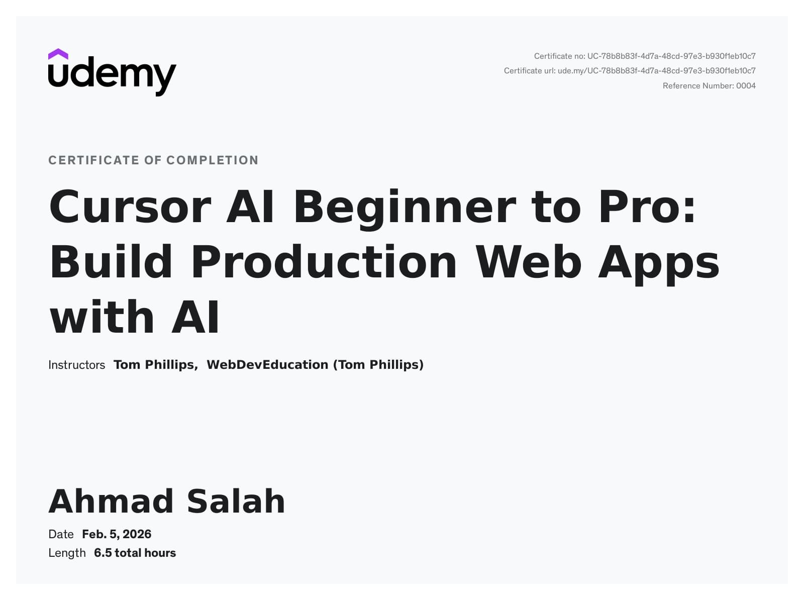 Cursor AI Beginner to Pro: Build Production Web Apps with AI (Udemy)