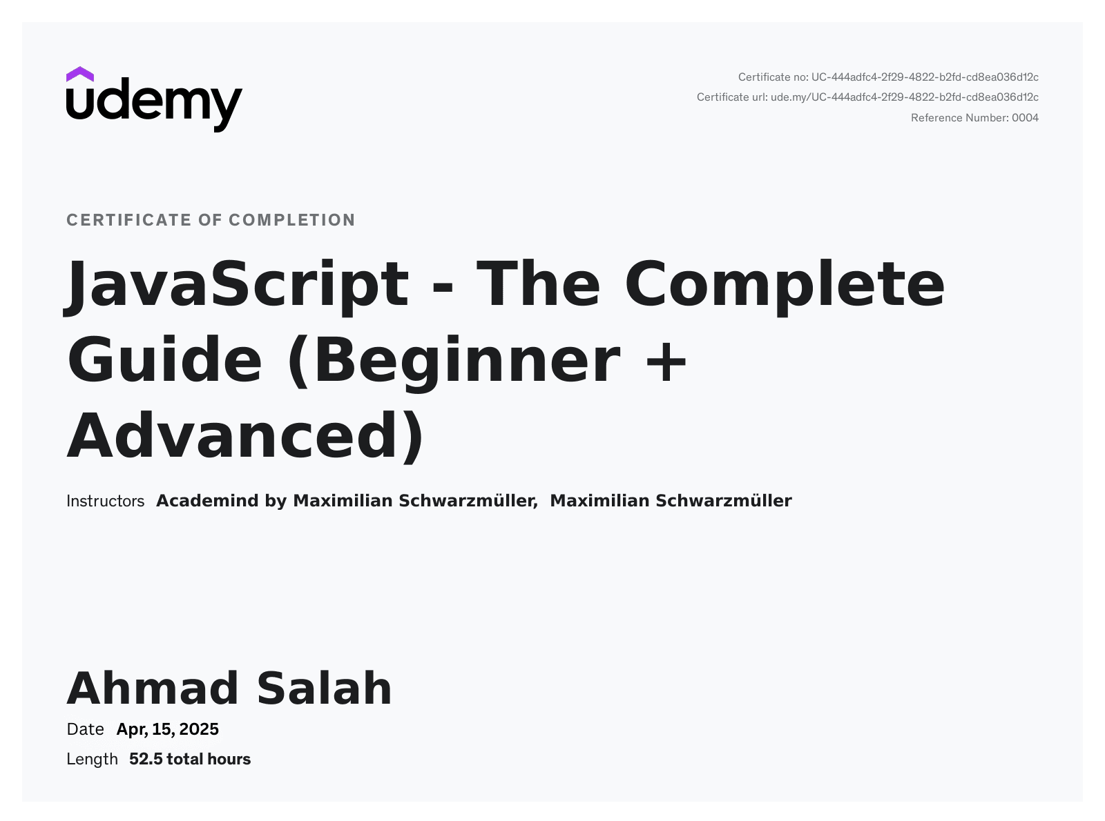 JavaScript - The Complete Guide (Beginner + Advanced) (Udemy)