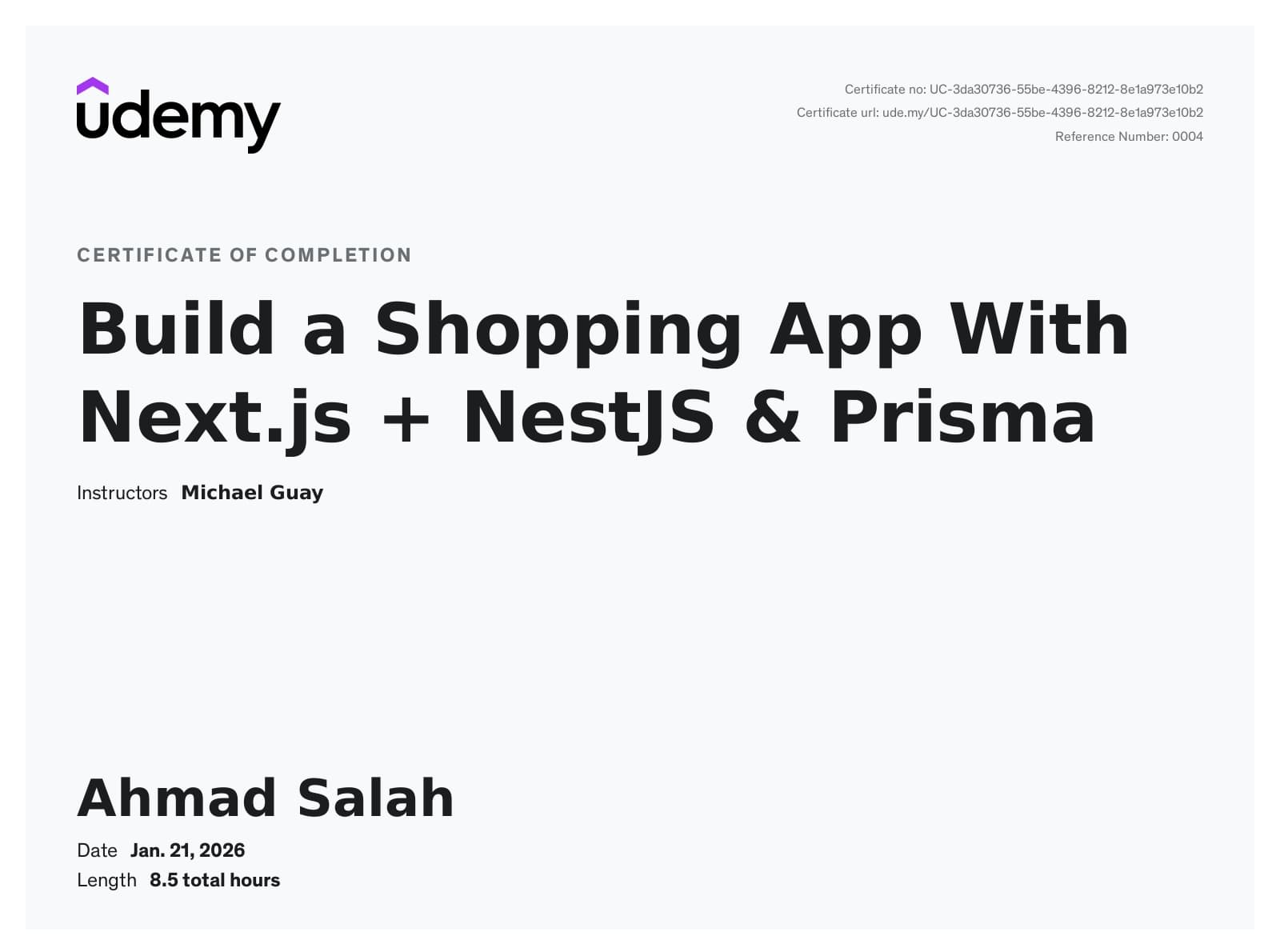 Build a Shopping App With Next.js + NestJS & Prisma (Udemy)
