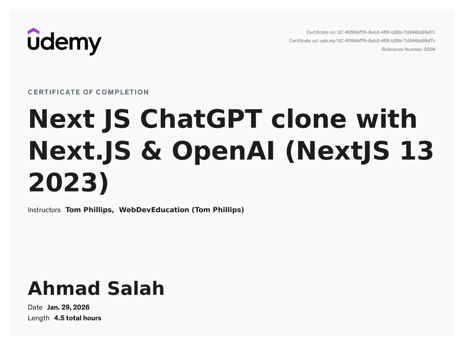 Next JS ChatGPT clone with Next.JS & OpenAI (Udemy)