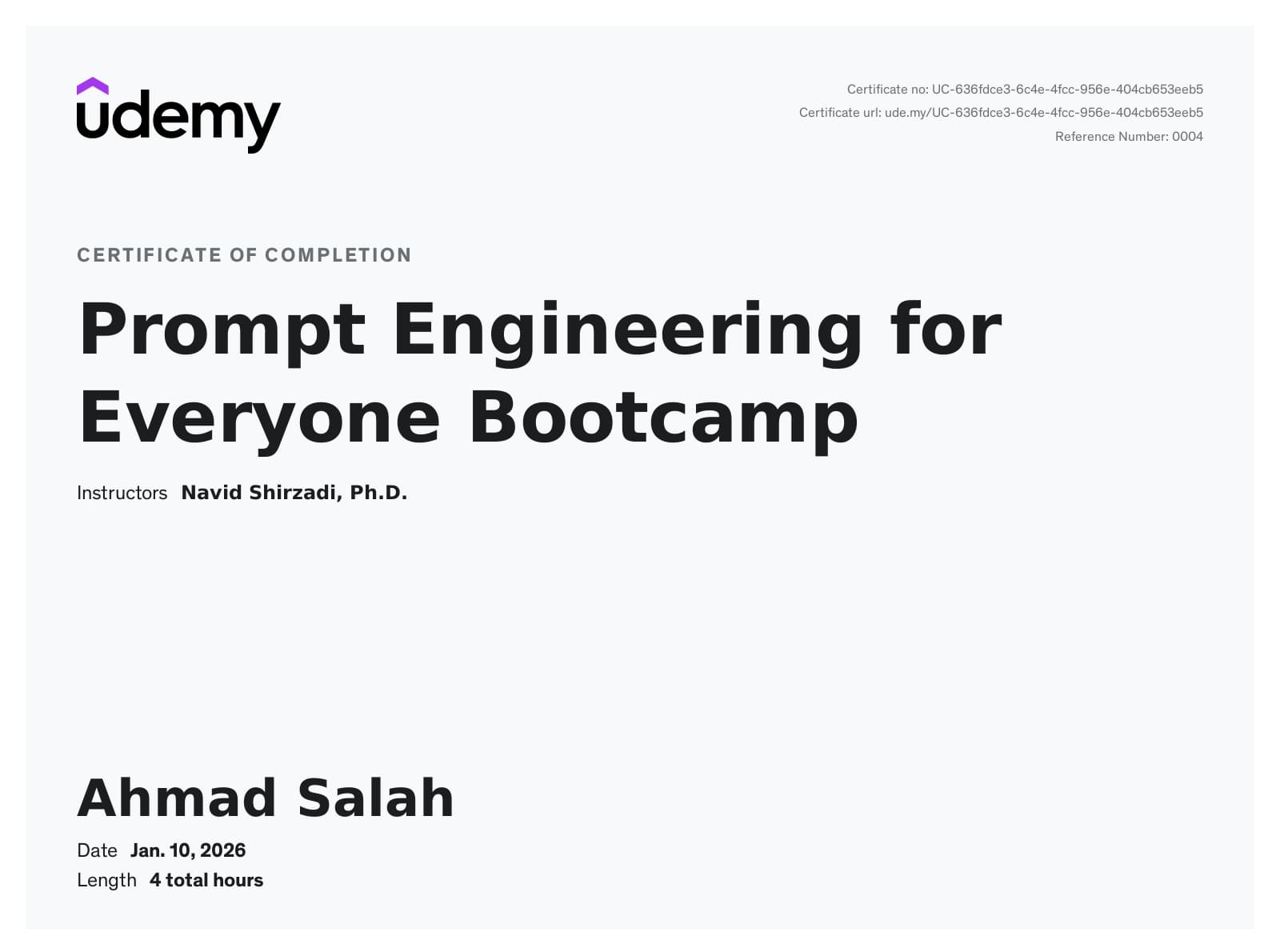 Prompt Engineering for Everyone Bootcamp (Udemy)