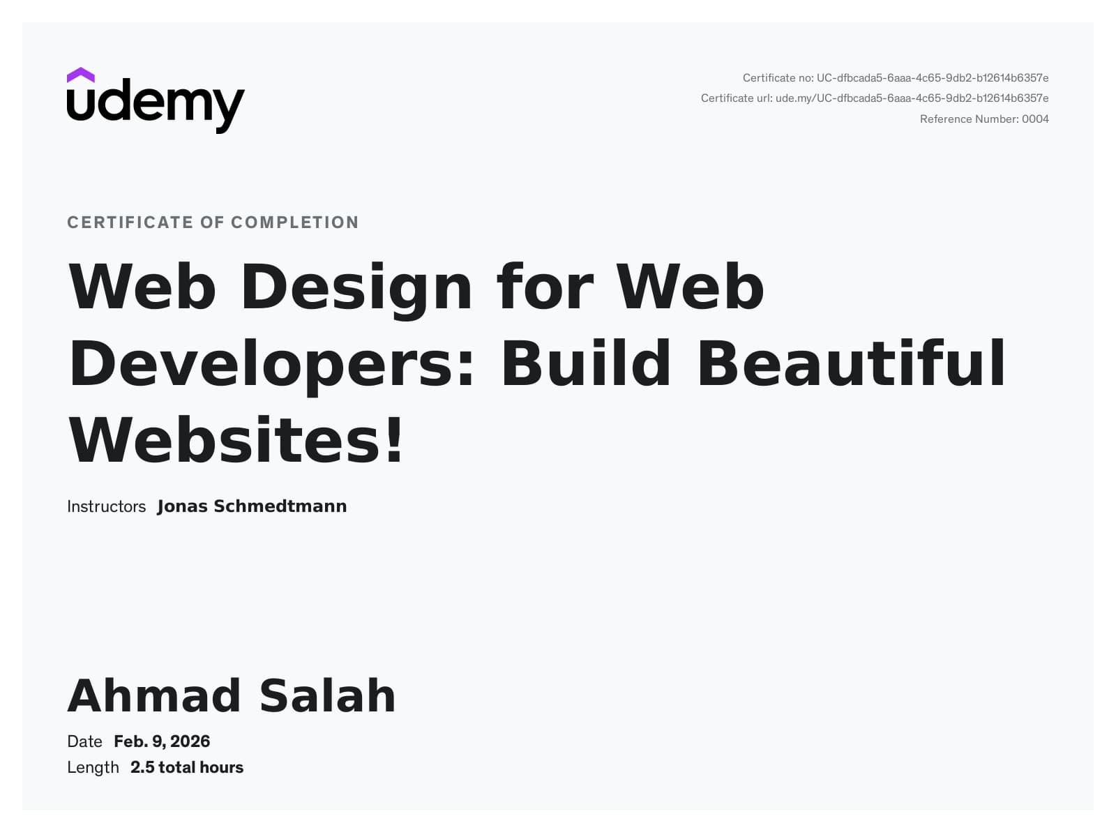 Web Design for Web Developers: Build Beautiful Websites! (Udemy)